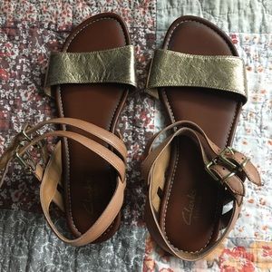 Clarks gold sandal